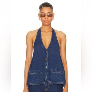 Lioness Hills Halter Top in Dark Denim